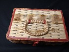Vintage Wicker Wooden Basket Sewing Box Red Trim 7 5 X 5 See Pics 41m