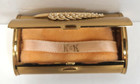 Lipstick Metal Case Holder  Goldtone Compact Leaf Design With Mirror Vintage