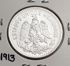 Mexico 50 Cents 1913  800 Coin Silver Large-size  Key-date  Moneda Plata Escasa 