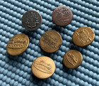 7 Antique Vintage Metal Uniform Railroad Train Engine Buttons - Old Lot