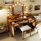 Makeup Vanity Desk With Stool Set 13 Bulbs   3 Lighting Modes Dressing Table