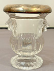 Vtg F b  Rogers Lions Head Pressed Glass Sterling Silver Toothpick Holder  Retro