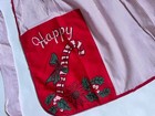 Vintage 50 s Novelty Christmas Apron Red White Stripes Happy Holidays Pockets