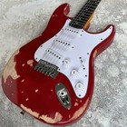 Custom St Vintage Red Electric Guitar Alder Body Tremolo Bridge Us Shipping Sale