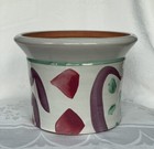 Vintage 80s 90s Art Pottery Planter Hand Painted Abstract Signed Retro Pot