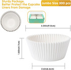 Jumbo Cupcake Liners 300 Pcs White Muffin Liners No Smell food grade greaseproof