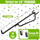 14 Pieces Pegboard Shelf Hooks  8 Inch Black Metal Peg Board Brackets  1 4 Inch