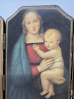 Religious Florentine Hinged Triptych Mary Madonna Baby Jesus Angels Gilt Trim