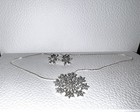 Snowflake Necklace And Earrings Set  925 Sterling Silver 