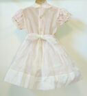 Vtg Girls Sheer Pink Embroidered Party Dress