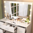 White Vanity Desk Set With Large Mirror Makeup Dressing Table With7 Drawers Set