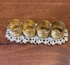 Vintage Mid Century Gold Filigree Ornate 4 Space Lipstick Holder