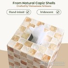 5 5  Tissue Box Cover Square Capiz Shell Tissue Holder Ivory Bottom Slider