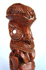 Maori Tiki Hand Carved Wood Figurine W  Paua Shell Eyes New Zealand Tribal Art