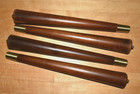 Nos Vintage  Set Of 4 Mid Century Modern Tapered Wood Table Legs 13 5  Brass Cap