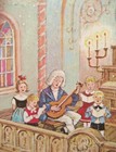 Vintage Christmas Greeting Card 18th Century Children   s Church Choir W Guitarist