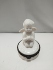 Vintage Trinket Box Cherub Angel Praying White Porcelain Pill Hinged Angelic