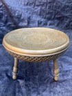 Vtg Brass Foot Warmer Stool With Ornate Etched Top 14   