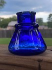 Vintage Early 1900 s Cobalt Blue Ink Well Bottle 2 Oz  Conical 2 1 4  Tall Nice 