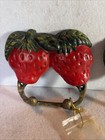 Vintage Cast Iron Strawberry Pair Wall Hook-hand Painted Farmhouse Kitchen Decor