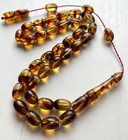Natural Baltic Amber 19g  Islamic Prayer Rosary 33 Barrel Beads Tesbih Misbaha