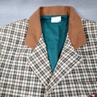 Vtg Childrens Boys Plaid Blazer 3 Button Green   Brown Shoulder Pads Size 7