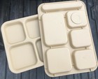 Tan Beige 6 Compartment Divided Food Tray Cafeteria Lunch Cambro Ps1014