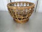 Vintage Basket Wicker Rattan Woven Floral Intricate Primitive Small
