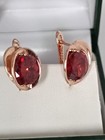 Vintage 1990-s 14 Ct Rolled Gold Ruby Earrings-hallmarked 585 Rg