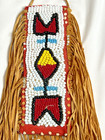 Vintage New Indian Beaded Fringe Native American Leather Knife Sheath Pouch