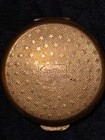 Vintage Stratton Pill Box  Golden Peacock On Red Background