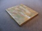 Handsome Vintage Schildkraut Brass Compact With Mother Of Pearl Inlay