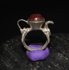 Authentic Ancient Roman Silver Ring Carnelian Scorpion Bezel Stamp Signet Seal