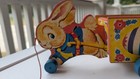 Vtg 1940 Fisher Price Easter Bunny With Wagon Cart   311 Pull Toy W String