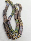 Antique Venetian Millefiori Glass Trade Beads 25  Strand 34pc Large Mosaic
