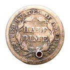 1857 Seated Liberty Half Dime  g Details holed Small Us Type Coin