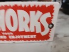 Vintage Atomic Fireworks Porcelain Sign 4th Of July Toy Party Supplies