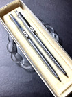 Vintage Double Heart Papermate Pen   Pencil Set  Silver  Steel Body Slim Profile