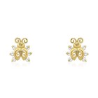 14k Yellow Gold Round-cut Cz Ladybug Screw Back Stud Kid Earrings