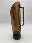 Vtg Copper Hand Held Chamber Taper Candle Holder Wood Base W handle Sconce 10 5   