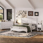 4-pieces Retro Style Bedroom Sets  Queen Size Platform Bed With Elegant Design