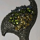 Vintage Sterling Silver 925 Jeweled Marcasite Standing Flamingo Bird Brooch Pin 