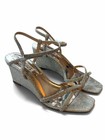 Badgley Mischka Champagne Rhinestone Strappy Wedge Heels   Glam Evening Shoes