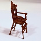 Dollhouse Miniature Carved Victorian Arm Chair Walnut Finish Wood Furniture