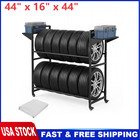 Heavy Duty Adjustable Rolling Tire Storage Rack For Garage 2 Shelves W  Casters