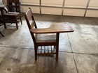Antique Vintage One Arm Solid Wooden Children   s School Desk W  Shelf