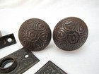 Antique Victorian Door Knob Plate And Mortise Lock Set Ornate Vintage Handle