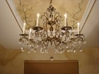 Amazing Old 50s French Brass   Crystal Pineapple Chandelier 8 Lights
