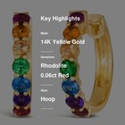 Levian 14k Yellow Gold Rainbow Hoop Earrings For Her With 0 89 Ct  Red Rhodolite