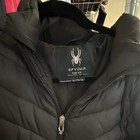 Spyder Women   s Black Hooded Puffer Jacket Full Zip Pockets Mid-length Xl